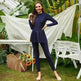 Pure Color Long-sleeved Trousers Fully Surrounded By Conservative Beach Surfing Sunscreen ArabOne-piece Swimsuit EX-STOCK