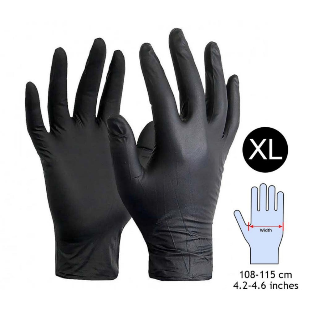1 00pcs Black Disposable Nitrile Gloves Mechanic Blend Powder Free Industry--XL 