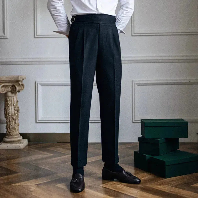 High Waist Straight leg British Business Office Work trouser for men - EX-STOCK CANADA