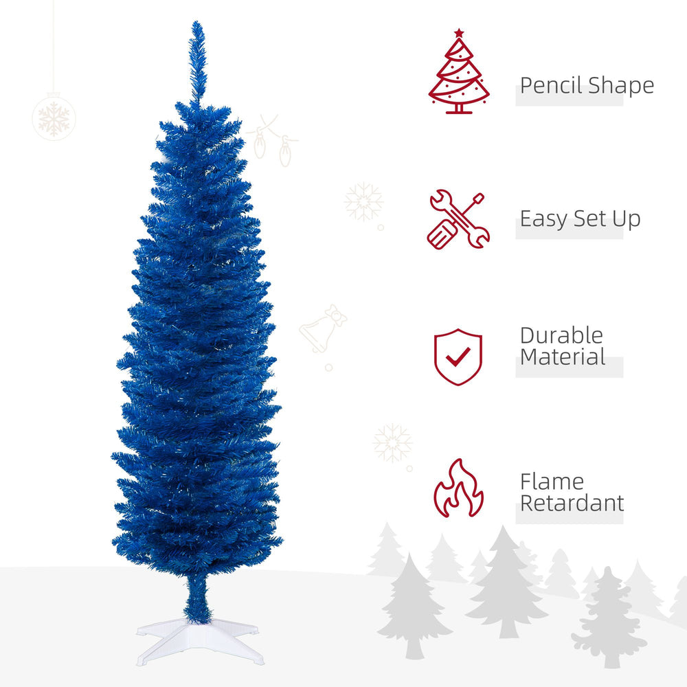 5ft Pencil Christmas Trees, Skinny Artificial Christmas Tree For Xmas Holiday Decor, Deep Blue EX-STOCK Canada 