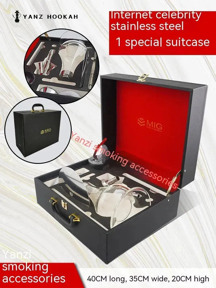 Arabic Hookah Full Set Bar Kettle Stainless Steel Large Single And Double Tube - EX-STOCK CANADA