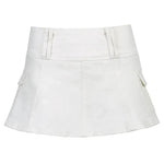 Solid White Black Denim Fashion Mini Skirt - EX-STOCK CANADA