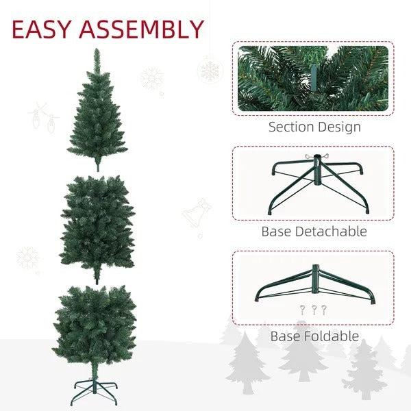 6ft Tall Pencil Artificial Christmas Tree With 479 Branch Tips With Steel Base, Green EX-STOCK Canada 