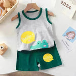 New Vest Suit Cotton Sleeveless Boy Summer Clothing Vest Two-piece Set  for boys