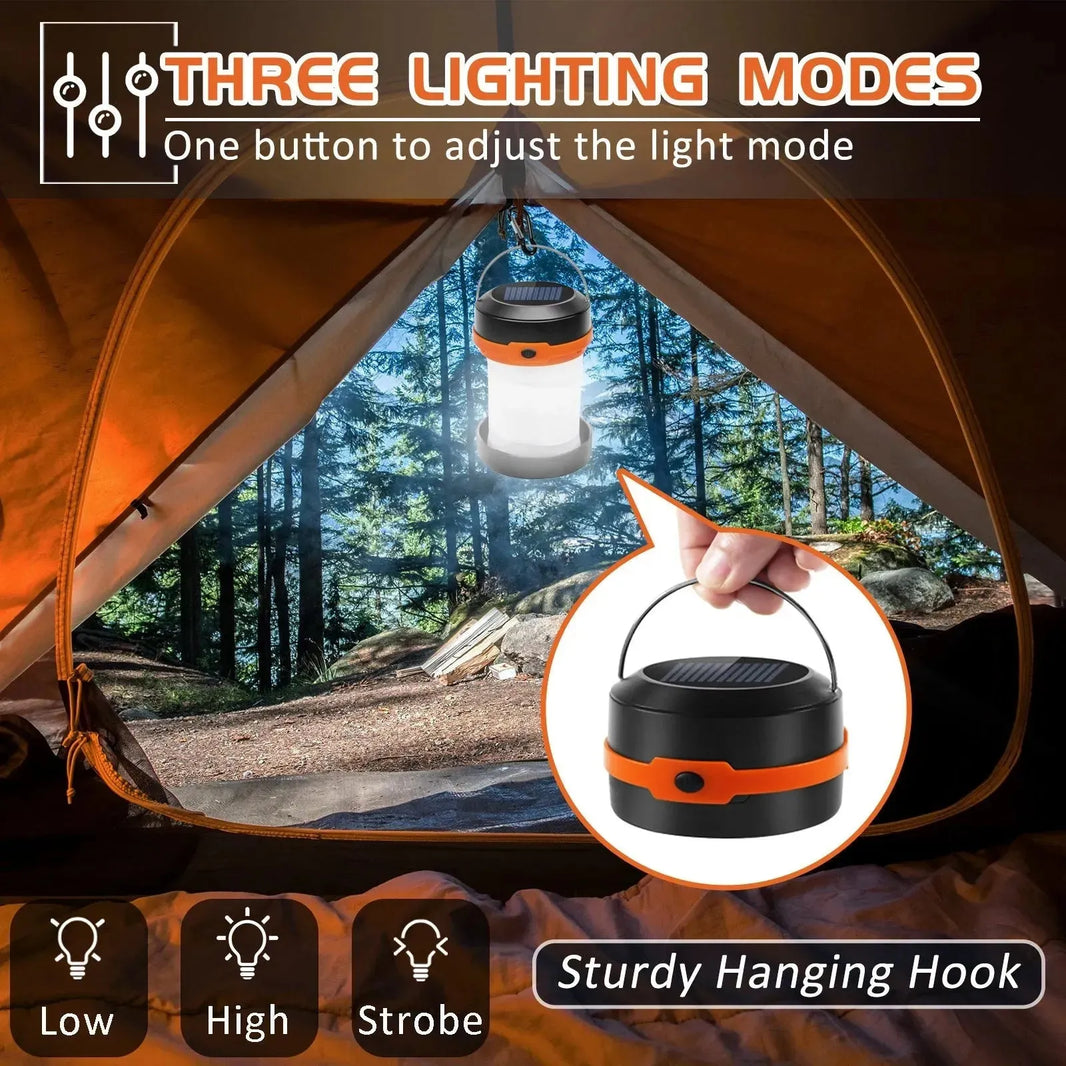 Les lampes de camping solaires à LED pliées Wanjo avec un sifflet multifonctionnel gratuit, latérale de camping rechargeable, un équipement extérieur portable pour la pêche de voyage en camping