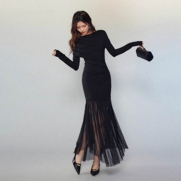 Black Panel Mesh Dress Women - EX-STOCK Canada