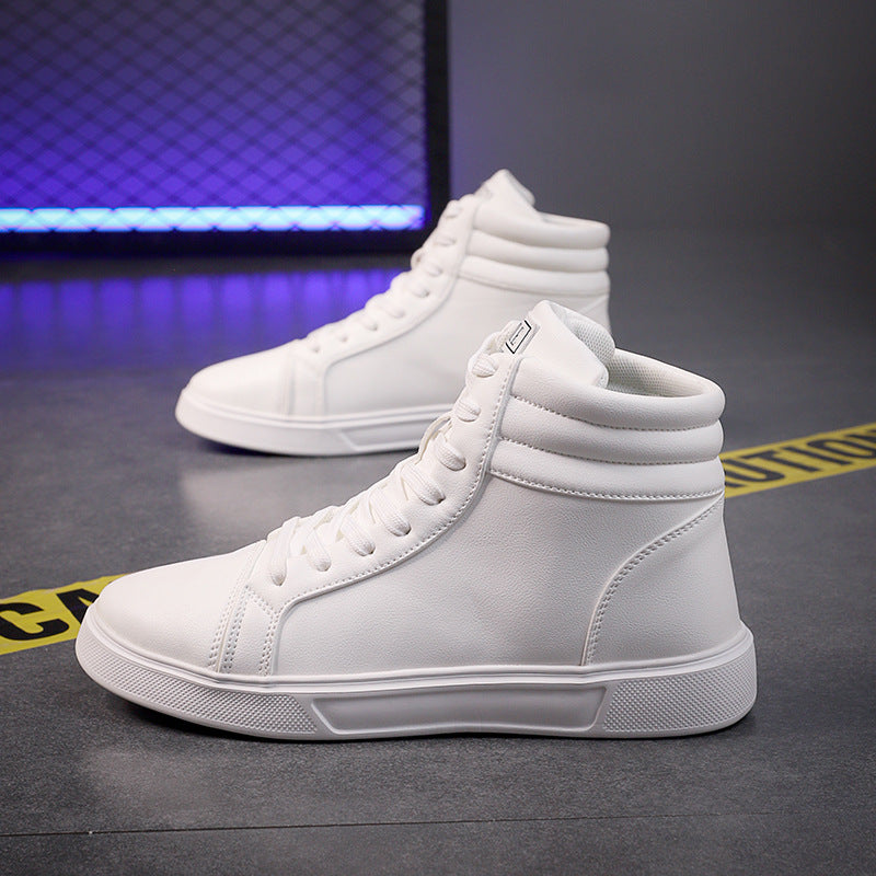 Men's High-Top Leather Ankle Boots – Lace-Up Fashion Sneaker Boot