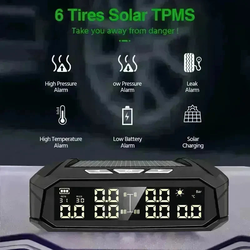 Auto Solar External Tire Pressure Monitor 6 Tire RV Trucks Car Vehicle EX-STOCK