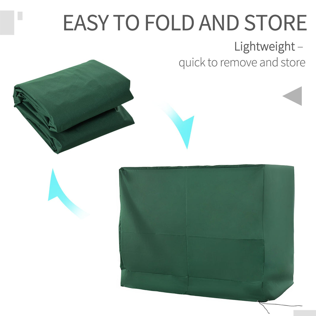 600D Oxford 3-Seater Patio Swing Cover Outdoor Swing Chair Cover Rain Protection Waterproof Anti-UV, Dark Green EX-STOCK