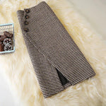 Elegant Women's  professional formal business office work Slit Houndstooth pencil Midi Skirt - EX-STOCK CANADA