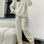 Autumn And Winter New Twist Zipper Couple Fleece-lined Thick Coral Fleece Pajamas Homewear Loungewear Sleepwear For Sleeping - EX-STOCK CANADA