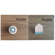 Two purple hairbrushes on wooden panels labeled 'Purple'.