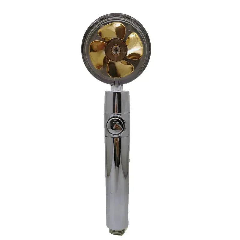 Propeller Driven Shower Head With Stop Button And Cotton Filter Turbocharged High Pressure Handheld Shower Nozzle - EX-STOCK CANADA