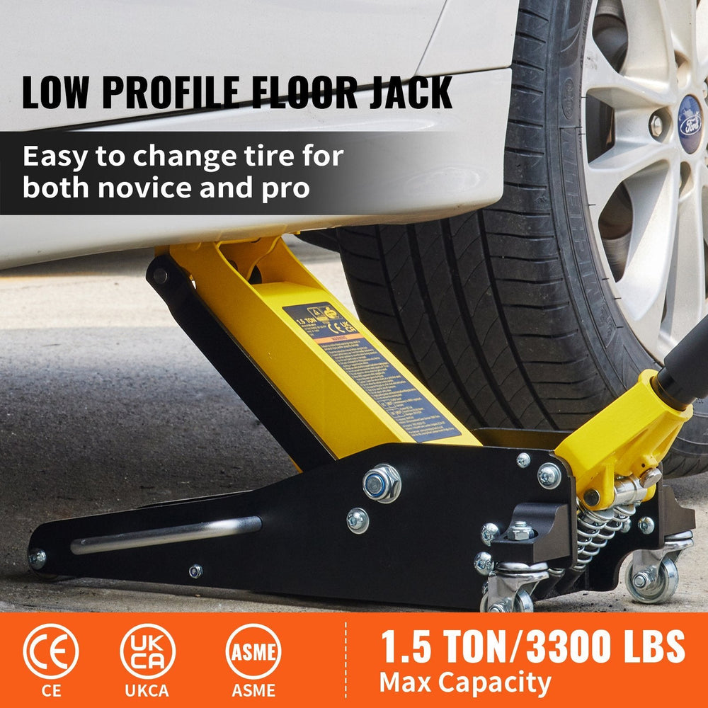 1.5 Ton Low Profile Aluminum Steel Racing Floor Jack Dual  Lift Car EX-STOCK