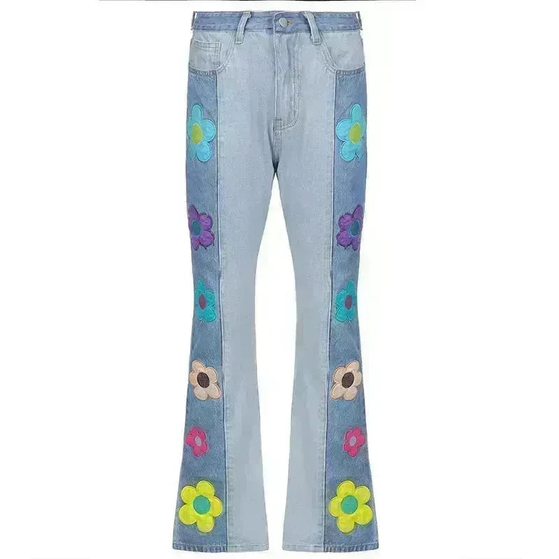 Women's Fashion Pattern Colorblock Bootcut Jeans - EX-STOCK CANADA