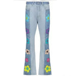 Women's Fashion Pattern Colorblock Bootcut Jeans - EX-STOCK CANADA
