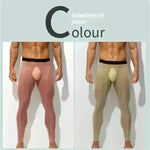 Men's Ultra thin Ice Silk Long John Skinny Flesh Nude Reflective Slim Leggings - EX-STOCK CANADA