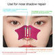 Diagram showing nose shadow repair techniques with labeled parts on a face.