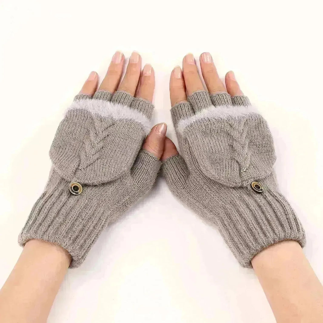 Wool Fingerless Gloves Women's Warm Fashionable Knitted Half Finger Oversleeves