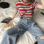 Oversized High Waist Ripped Jeans pant for Women - EX-STOCK CANADA