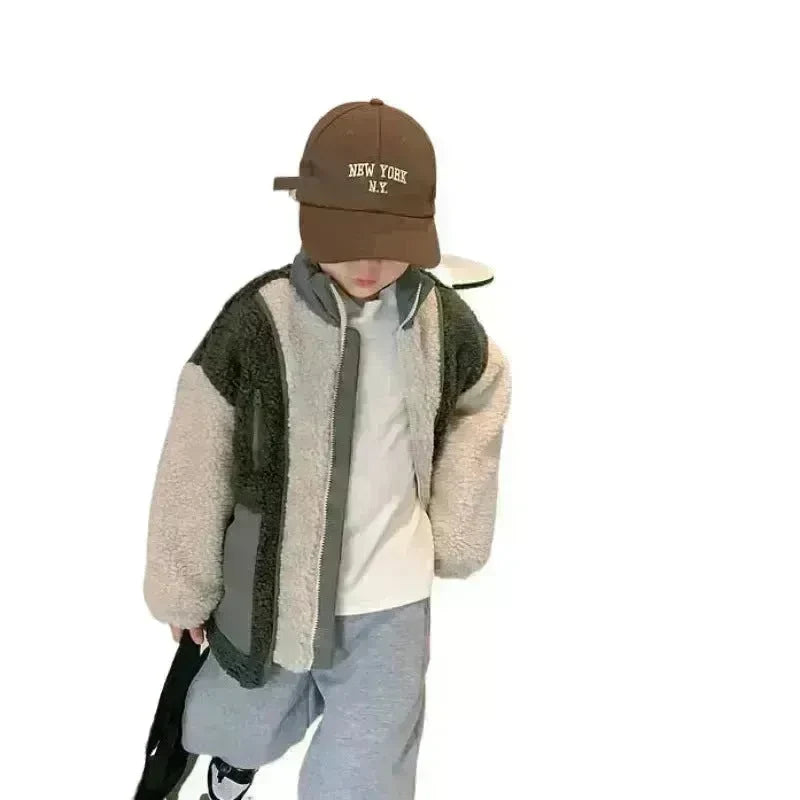 Children Lambswool fleece  Warm Thickened Winter coat Cardigan Kids - EX-STOCK CANADA