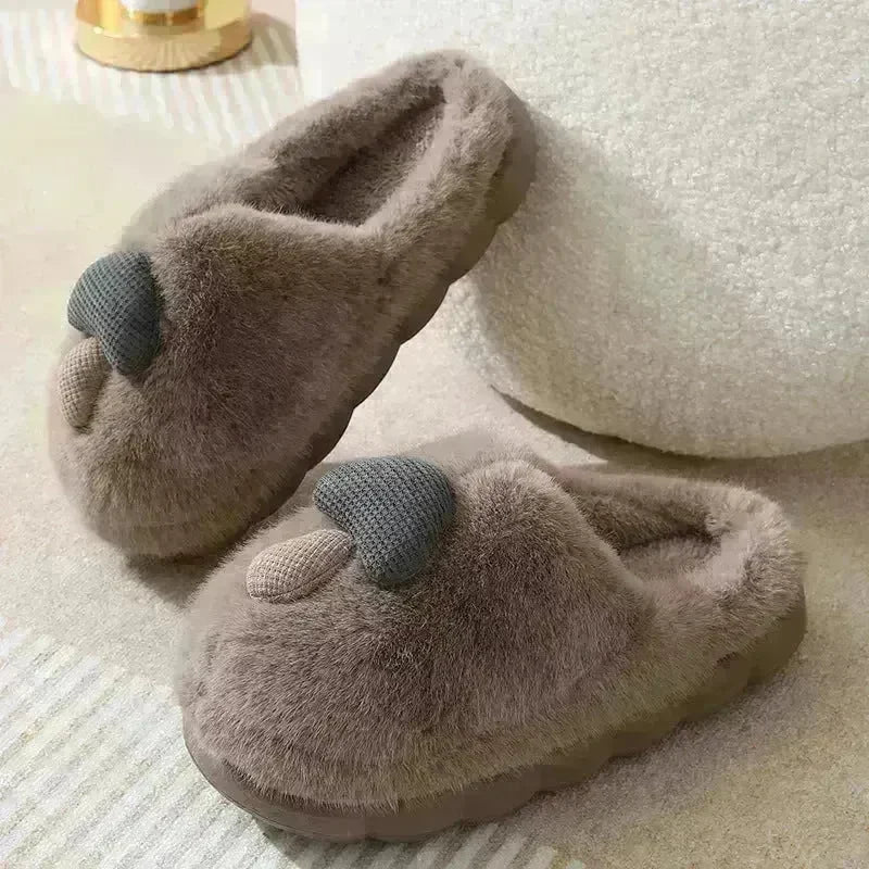 Cute Mushroom Cotton Slippers For Women Thick-soled Autumn And Winter Plush Slipper Indoor Non-slip Eva Household Furry Shoes - EX-STOCK CANADA