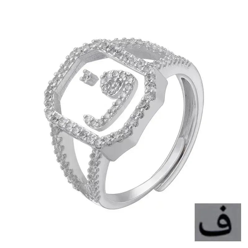 Fashion Micro Inlaid Zircon Arab Letters Ring for women - EX-STOCK CANADA