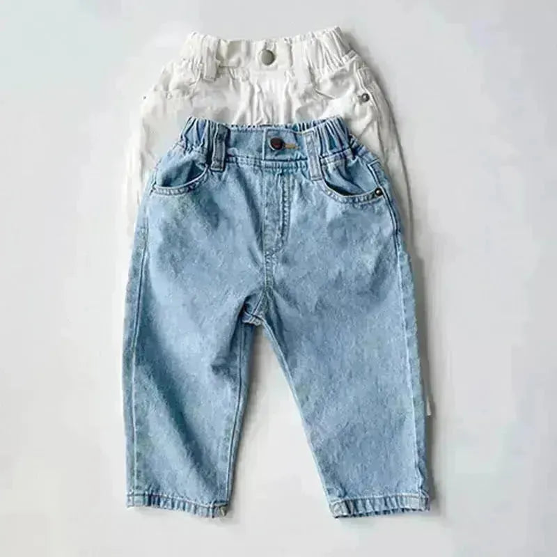 Bambini neutrali per bambini Simple Fashion Facile da abbinare pantaloni in denim in vita elastico per bambini