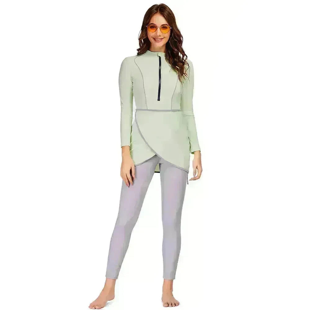 ArabSwimsuit Long-sleeved Trousers Three-piece Set Conservative Sun Protection With Chest Pad EX-STOCK