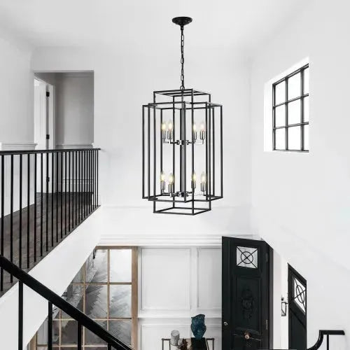 8 Lantern Tiered Chandeliers, Industrial Farmhouse Chandeliers - EX-STOCK CANADA