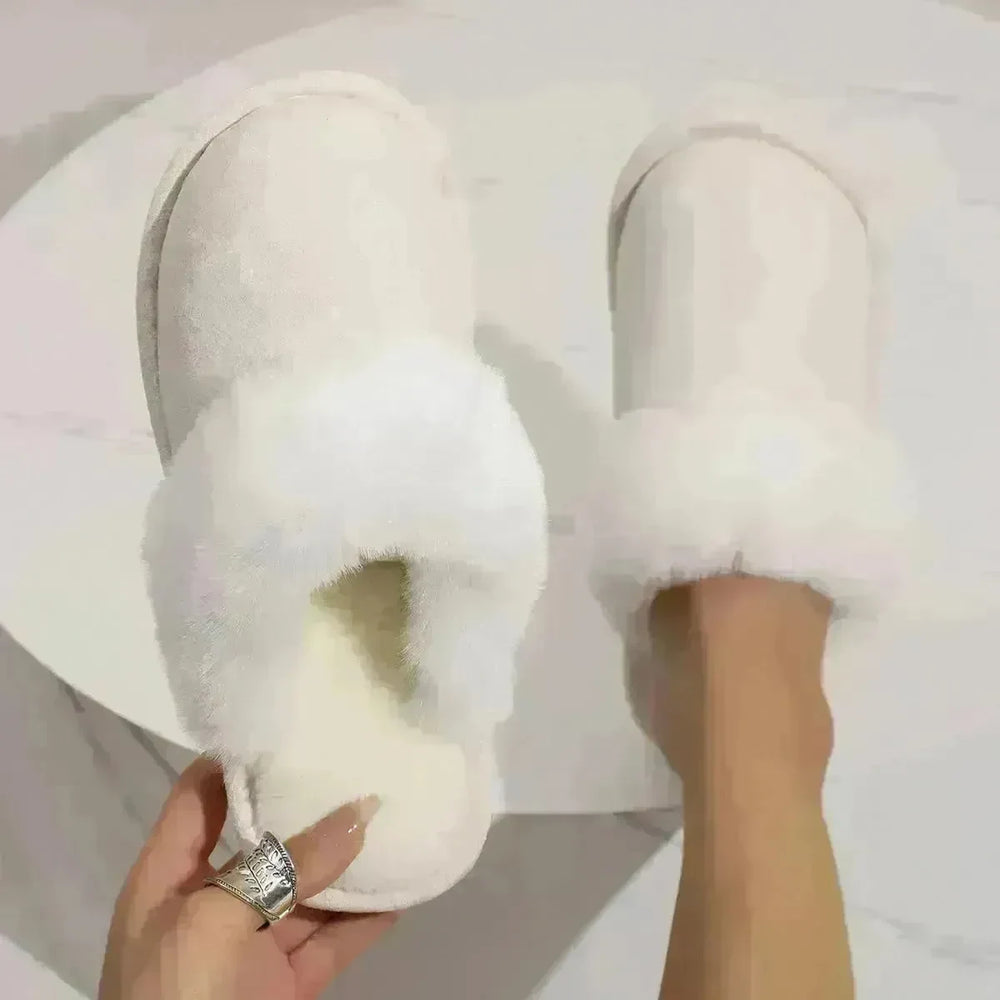 Winter Warm Plush Slippers Home Indoor Non-slip Bedroom Floor Soft Fuzzy Slipper For Couple Fashion Solid House Shoes - EX-STOCK CANADA