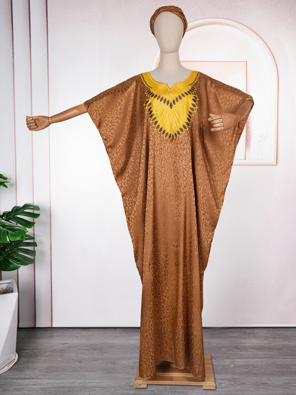 فستان أرجوحة كبير الطراز العرقي الأفريقي للشرق الأوسط من علي إكسبريس ملابس نسائية مسلمة بياقة على شكل V ومقاس كبير EX-STOCK Canada