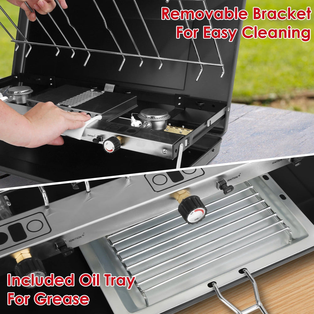 3 Burner Camping Stove 20000 BTU Portable Foldable Propane Stove With Toast Tray Windshield Portable Handle Outdoor Cooking Gas Stove For RV Camping BBQ Picnic EX-STOCK