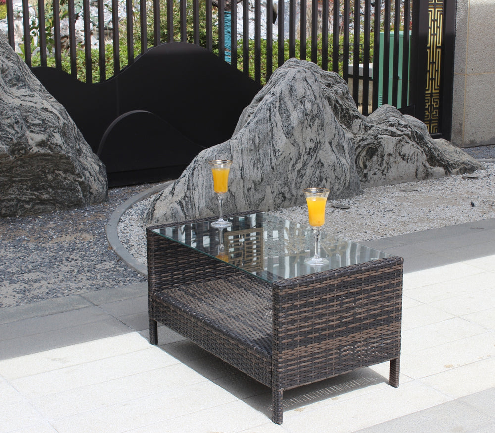 Outdoor-Patio-Möbel-Couchtisch mit klargespannter SicherheitsglasplatteEX-STOCK Canada 