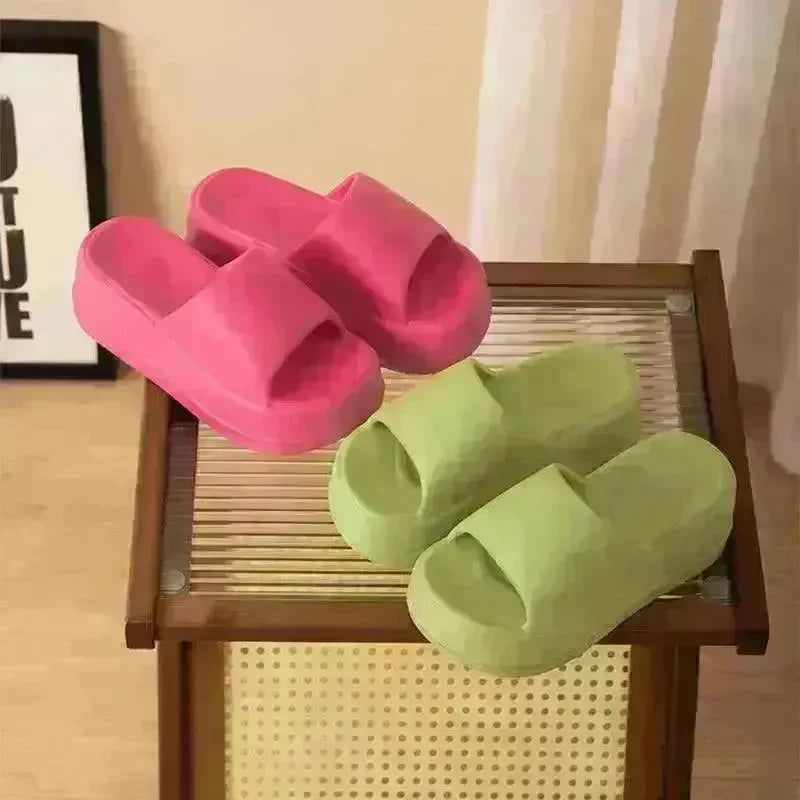 7cm High Heel Flat Slippers Summer Solid Color Non-slip Floor Home Shoes Outdoor Garden Slippers For Women - EX-STOCK CANADA