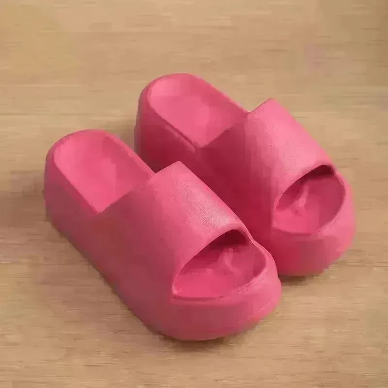 7cm High Heel Flat Slippers Summer Solid Color Non-slip Floor Home Shoes Outdoor Garden Slippers For Women - EX-STOCK CANADA