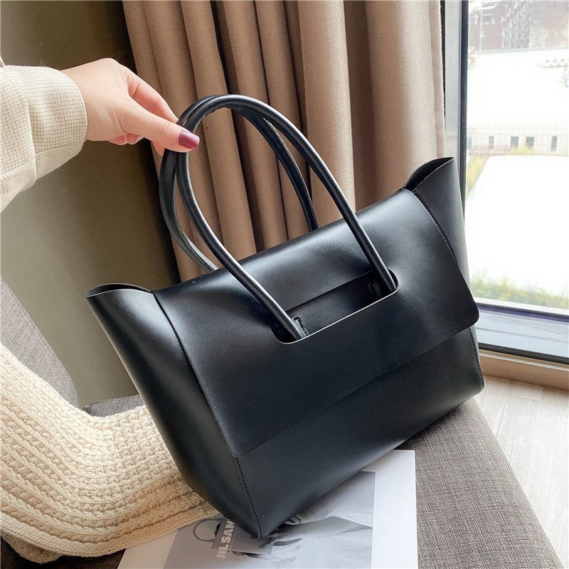 Fashion Leather Shoulder Bag Large Capacity Handbags Simple Retro Tote Bags EX-STOCK