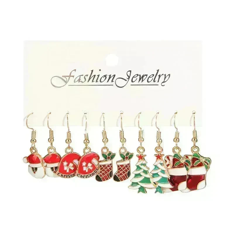 Christmas Stud Combination Suit Snowflake Elk Earrings - EX-STOCK CANADA