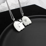 Stainless Steel Cute Ghost Couple Necklace Kawaii Animal Cat Pendant Necklace Lovers Friendship Jewelry Gifts EX-STOCK