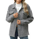 Casual Houndstooth Lapel Tweed Button long sleeve shirt tops for women - EX-STOCK CANADA