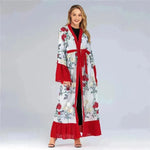 Fashion Floral Open front Abaya  Kimono Abaya for Middle Eastern Dubai Turkey Arab Women