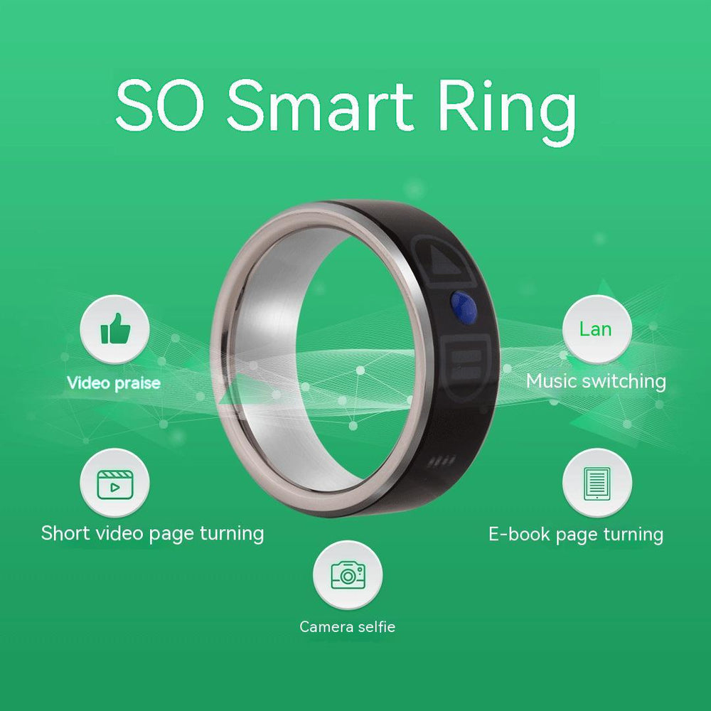 Black Bluetooth Smart Control Ring for E-Books & Music – Sizes 6–12