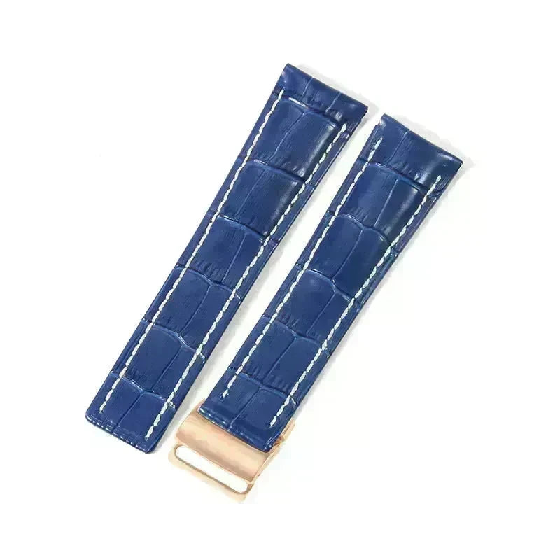 22mm 24mm Black Brown Blue Bamboo Grain Cowhide Watch Strap - EX-STOCK CANADA