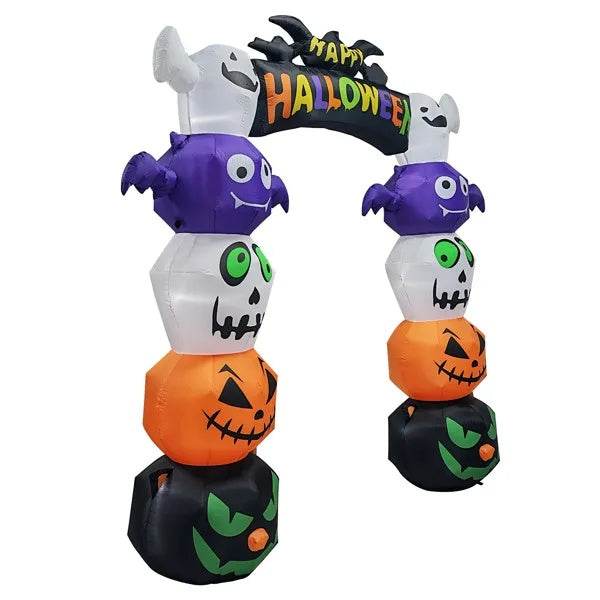 8.2 FT Cute Halloween Inflatables Pumpkin Archway Outdoor Decoration, Giant Blow Up Yard Arch Decorations With Built-in LED Lights For Holiday Party Front Yard Lawn Garden Decor EX-STOCK