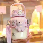 Favorite Cartoon Teddy Bear School Outdoor Kids Children Straw Drinking Water Bottle - EX-STOCK CANADA