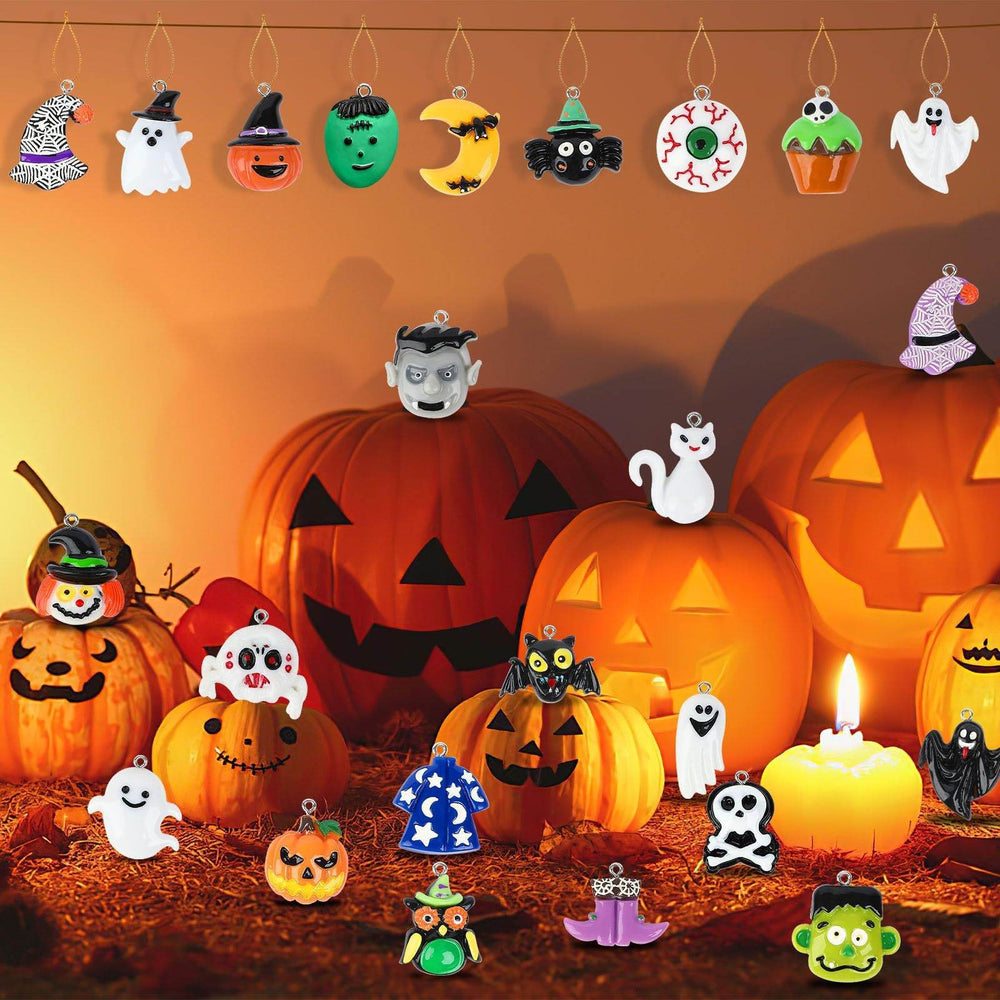 36PCS Mini Resin Halloween Ornaments - Tiny Hanging Decorations For Tree, Miniatures Figurines Charms With String, Resin Pendants For Party Decor, Small-Cannot Be Listed On Amazon Platform - EX-STOCK Canada