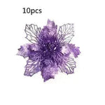Glitter Artifical Christmas Flowers Christmas Tree Decorations For Home Fake Flowers Xmas Ornaments New Year Decor - EX-STOCK CANADA