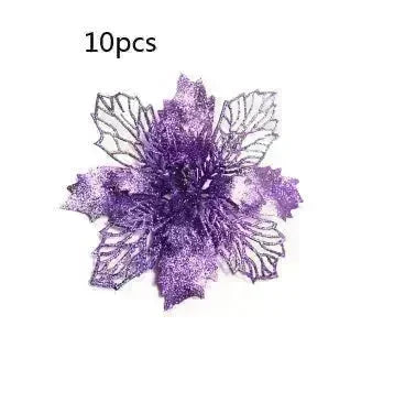 Glitter Artifical Christmas Flowers Christmas Tree Decorations For Home Fake Flowers Xmas Ornaments New Year Decor - EX-STOCK CANADA