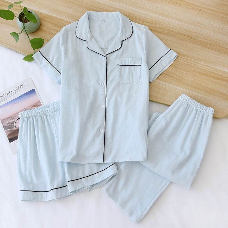 Three-piece Cotton Gauze Pajamas For Women - EX-STOCK Canada