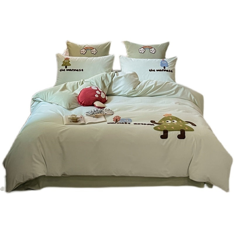 Cartoon Cute Style Cotton Sanding Duvet Cover Bed Sheet Bedding EX-STOCK Canada 